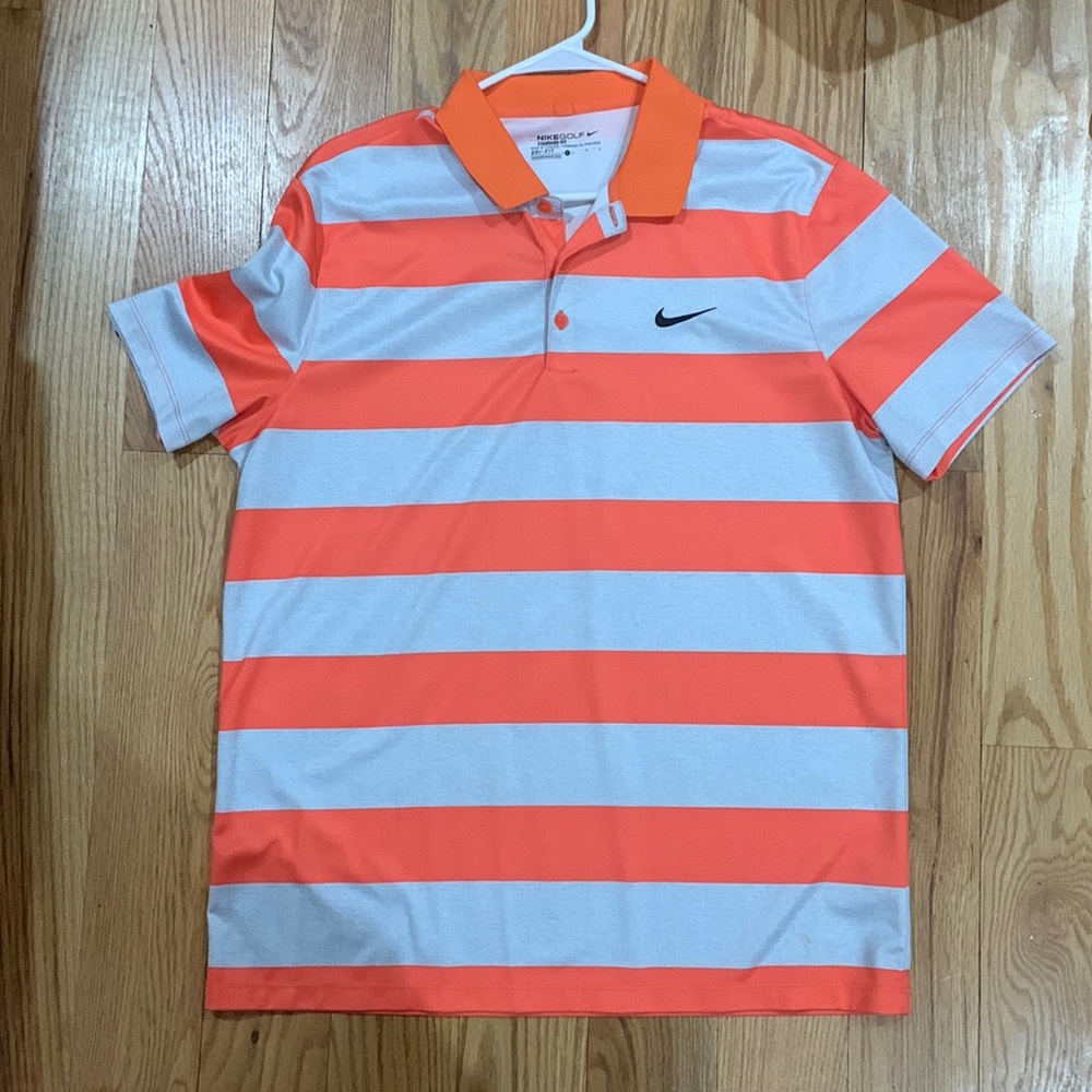 Nike Striped Polo Large Dri-Fit